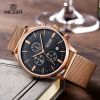 MEGIR Swiss Quartz movement strap watch 2011 rose gold waterproof steel wrist watch