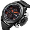 MEGIR Swiss Quartz movement strap watch black waterproof steel wrist watch MN2002GBK-1 