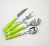 24pcs popular stainless steel plastic handle cutlery set in color box