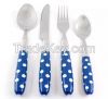 4pcs Food grade stainless steel cutlery set with plastic handle