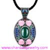 Silver Plated Costume Fashion Jewelry China Style Corumdum Gemstone Women Woman Ladies Party Necklaces