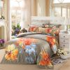 Rainbow version flowers luxury pure colour raw silk duvet wholesale 3d bed sheet bedding set