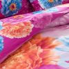 Rainbow version flowers design 4pc bed sheet set polyester cotton 300tc stripe bed sheet cover