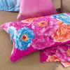 Rainbow version flowers design 4pc bed sheet set polyester cotton 300tc stripe bed sheet cover