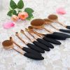 2016 New Rose gold Toothbrush makeup brush / Oval Cream Power 10 Piece professional Makeup Brush Set