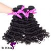 T1 Hair Mixed Length 3pcs Grade 7A Unprocessed Virgin Brazilian Deep Wave Hair Weft Human Hair Weave Natural Black #1B