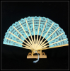 Hand Embroidery Bamboo Based Craft Lace Fan For Western Style Court Wedding