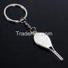 Creative Tennis racket couple metal keychain /key ring 1pair