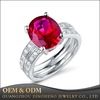 Fashion Jewelry Lab Ruby Stone Rhinestone Zircon 925 Sterling Silver Two in One Ring