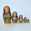 Matryoshka Russian Wooden Babushka Doll Handmade Nesting Dolls Art 5 Piece Set