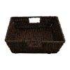 Square Tapered Seagrass Tray Basket Inset Handles Chocolate