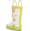 Kids butterfly rain boots, white and green and cheap rain shoes and comfortable and safty rain boots