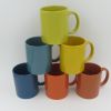 glazed colorful ceramic mugs