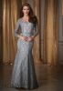 Lace Applique Long Sleeve Evening Dress