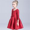 Children dress skirt girl long sleeve wedding dress new red bow Princess dress Baby girl Dress