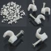 New 100pcs 4mm Round White Telephone Cable Wire Cord Lead Fixing Nail Clips Clip