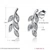 fashion nail type zircon stone leaf style women's 925 sterling silver earring