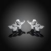 fashion nail type zircon stone leaf style women's 925 sterling silver earring