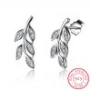 fashion nail type zircon stone leaf style women's 925 sterling silver earring