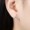 fashion nail type zircon stone leaf style women's 925 sterling silver earring