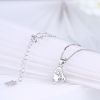 link chain S925 sterling silver zircon stone heart pendant women's jewellery charm necklace