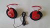 Red & black clip-on headphones with ear-pads