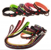 Adjustable Lock switch durable dog collar and dog leash nylon PU leather