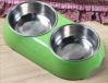 Pet Bowl Double Dog Bowl No Spill Silicone Mat Stainless Steel Dog Bowl