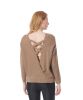 Open Back V Neck Criss Cross Women's Pullover Sweaters Long Sleeve Casual Loose Knitted Tops for Women