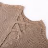 Open Back V Neck Criss Cross Women's Pullover Sweaters Long Sleeve Casual Loose Knitted Tops for Women