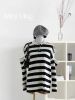 New Off Shoulder Striped Suit Collar Pullover Sweater