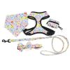 custom Cotton fabric Pet Cat Dog Harness Leash Lead Collar Set