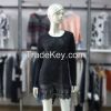 Womens Black Cocktail Dress Long Sleeve Lace Glitter Sweater Dress