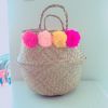 Pompom seagrass basket/ storage basket/ belly seagrass basket