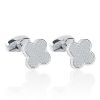 2018 Custom Jewelry White Gold Micro Pave Zircon Clover Cuff Links/Cufflinks