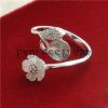 Ring Blanks White Shell Flower Leaf Zircon 925 Sterling Silver DIY Pearl Ring Mount