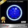 60W 7 Inch Round Led Headlight PAR56 LED Driving Light for TJ LJ dual sealed beam with white halo ring & blue atmosphere