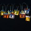 10 LED Wooden House So...