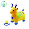 RUNSEN Jumping Horse Thickening Inflatable Toys Outdoor Riding Fitness Wooden Horse Toy Jumping Bull Deer Animal Jumping Animal Yellow Jumping Deer