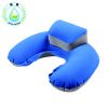  RUNSEN Portable Travel  Neck Pillow U Shape Blow Up Neck Cushion PVC Flocking Pillow for Flight Travel Pillow Inflatable