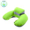  RUNSEN Portable Travel  Neck Pillow U Shape Blow Up Neck Cushion PVC Flocking Pillow for Flight Travel Pillow Inflatable