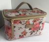 PVC cosmetic bag with vintage floral pattern