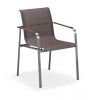 Outdoor beach patio arm dining chair with sling mesh