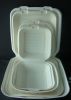 Biodegradable Sugarcane Bagasse Box Clamshell--8&quot; x 6&quot; 2-C Hinged Container