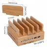 Yisen Wood Bamboo 5 Ports Dock Station for IOS Android Smart Phone and Tablet