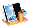 Bamboo Wood Charge Dock Holder Station for Apple Watch/iPhone/Smartphone/iPhone iPad/Smartphones/Tablets