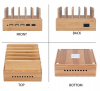 Yisen Wood Bamboo 5 Ports Dock Station for IOS Android Smart Phone and Tablet