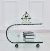 Living Roon Furniture U Shaped Center Curved Glass Table with Wheels