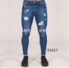 streetwear fancy stretch skinny grinding washed distressed men's jeans pants Guangzhou jeans markets ripped jeans men