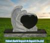 Angel with Heart Headstone Absolute Black Granite Monument